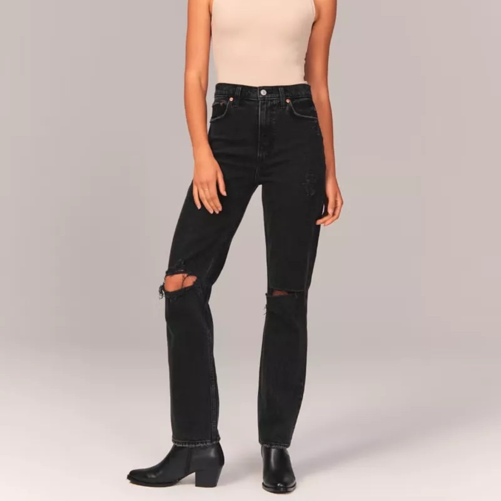 Abercrombie 90s Ultra High Rise Straight Jeans - black